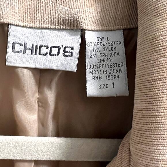 Chico’s Corduroy Palia Jacket Size Small in Camel Jacquard Damask - Picture 3 of 13